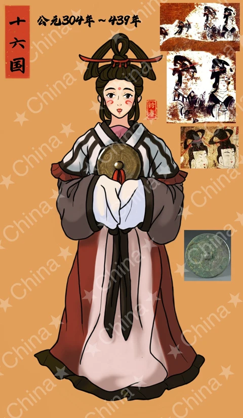 Ancient Chinese Women's Hanfu Attire Illustrations-24