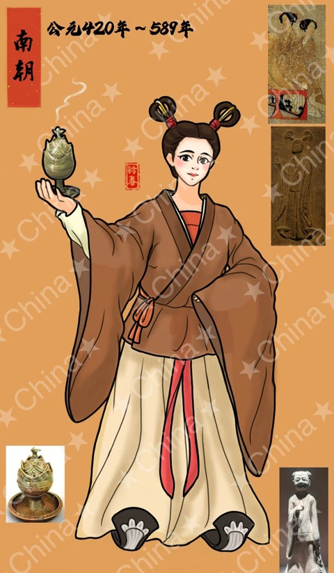 Ancient Chinese Women's Hanfu Attire Illustrations-29