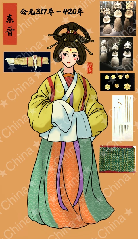 Ancient Chinese Women's Hanfu Attire Illustrations-16