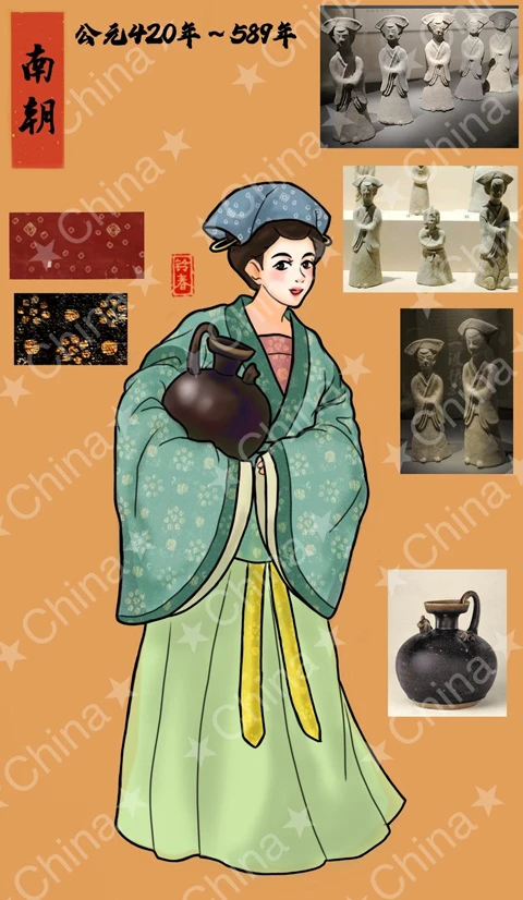 Ancient Chinese Women's Hanfu Attire Illustrations-27