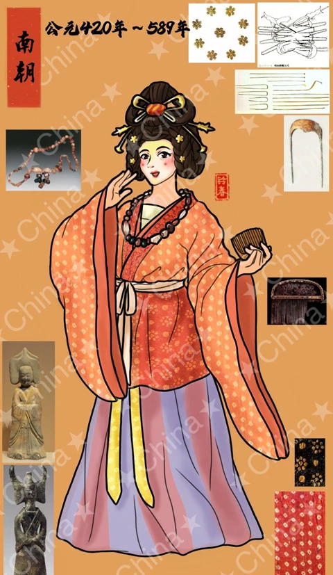 Ancient Chinese Women's Hanfu Attire Illustrations-28