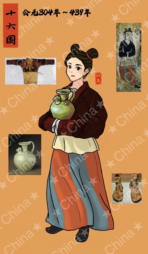 Ancient Chinese Women's Hanfu Attire Illustrations-26