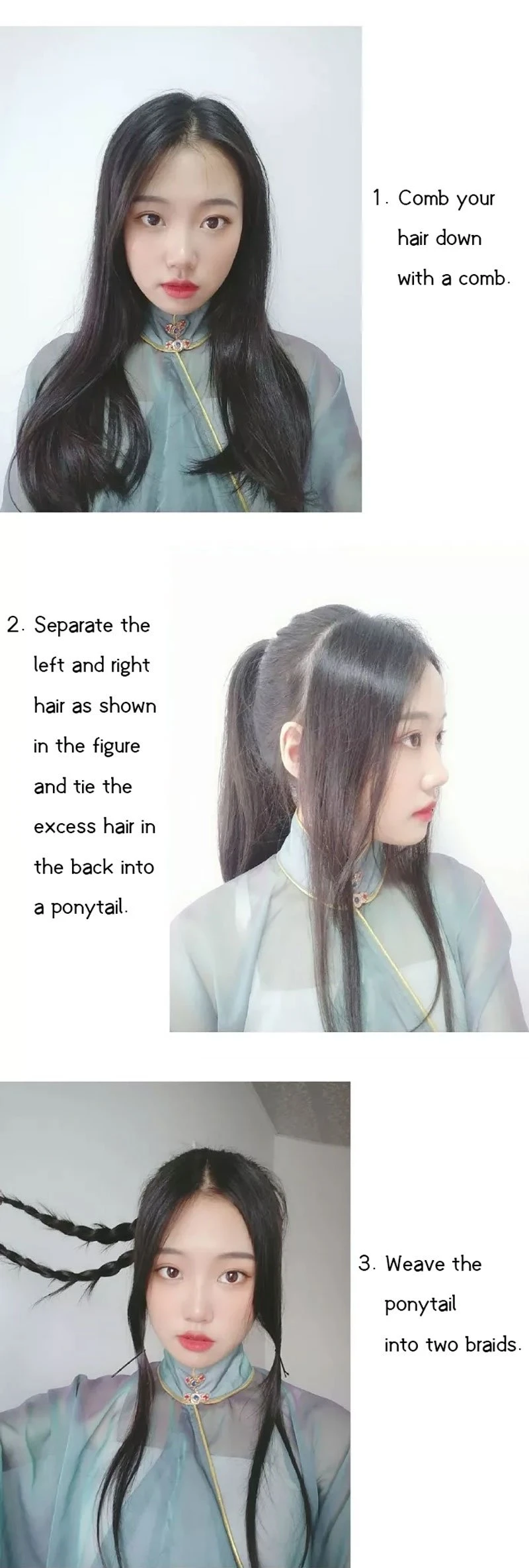 Hairstyle Tutorial for Traditional Chinese Hanfu Dress - 1-2