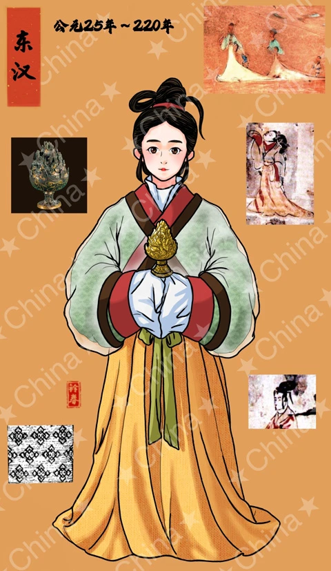 Ancient Chinese Women's Hanfu Attire Illustrations-7