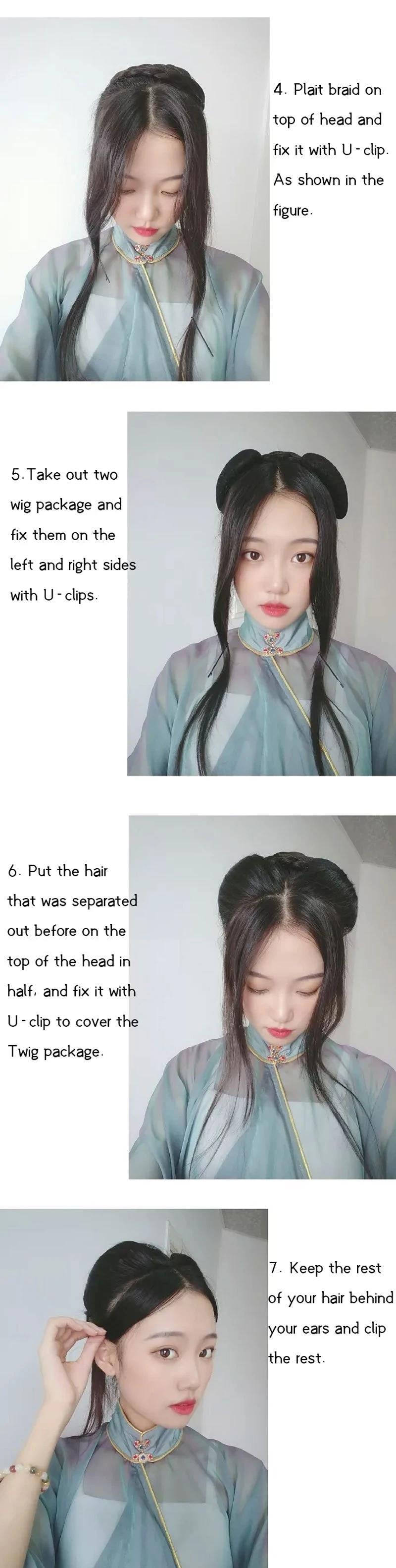 Hairstyle Tutorial for Traditional Chinese Hanfu Dress - 1-3