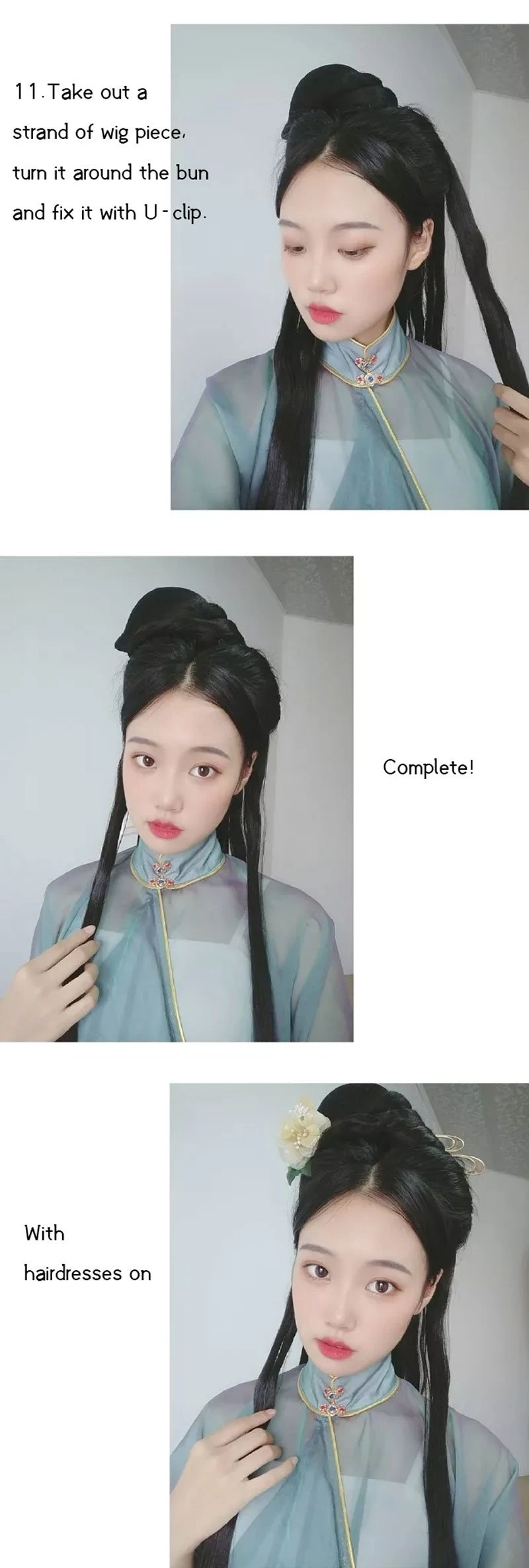 Hairstyle Tutorial for Traditional Chinese Hanfu Dress - 1-5