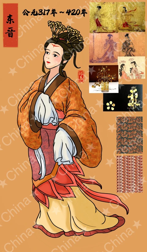 Ancient Chinese Women's Hanfu Attire Illustrations-17