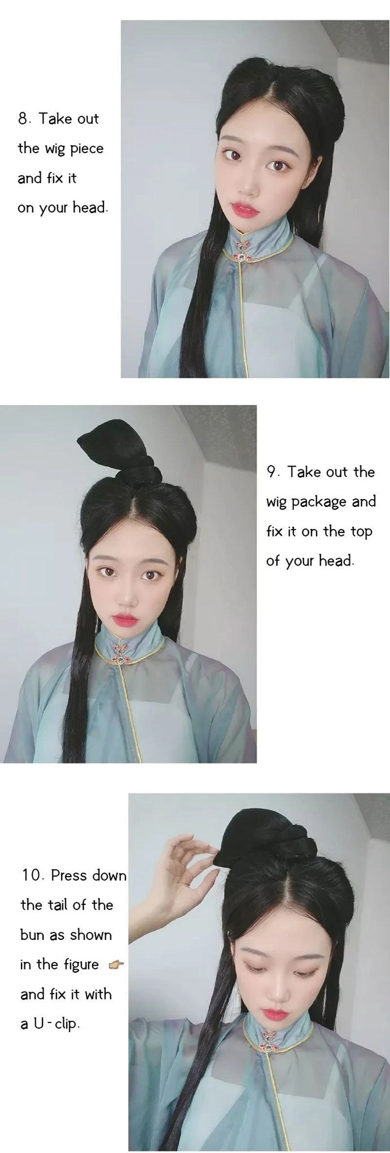 Hairstyle Tutorial for Traditional Chinese Hanfu Dress - 1-4