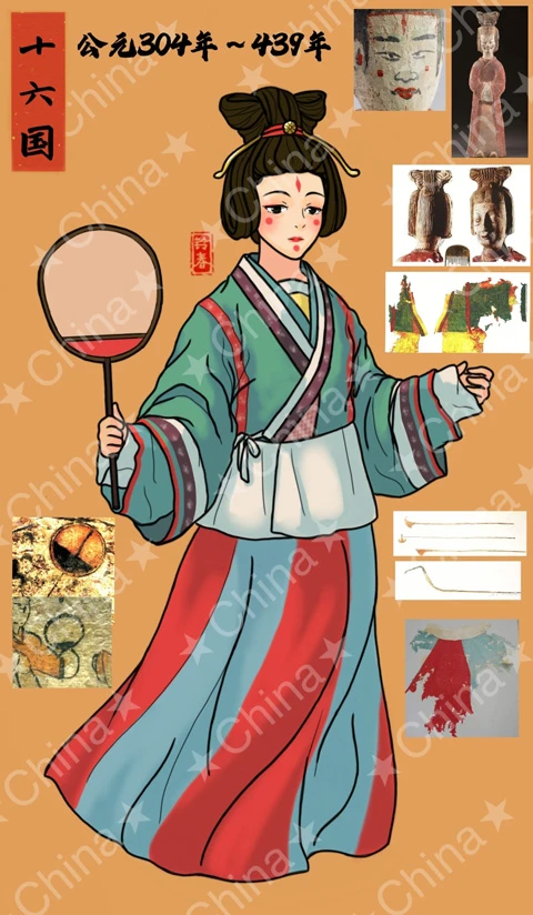 Ancient Chinese Women's Hanfu Attire Illustrations-19