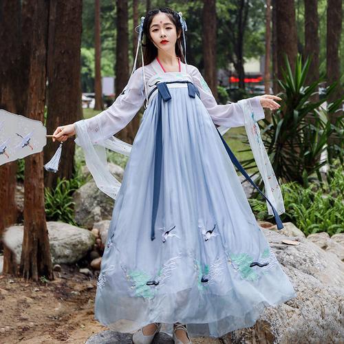 Ancient Style Blue Hanfu Trousers Painting, Ancient Style Hanfu Outfit Recommends Blue Trousers-3