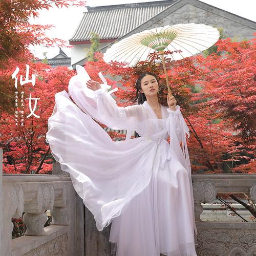 Ancient Style Hanfu Dress for Women with Wide Sleeves and Waistline, Ancient Style Hanfu Set for Women with Waistline-2