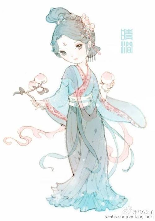 Female Child Style Hanfu Hairstyle with Forehead Accessories, Ancient Style Long Hair with Hanfu-2