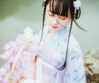 Female Child Style Hanfu Hairstyle with Forehead Accessories, Ancient Style Long Hair with Hanfu